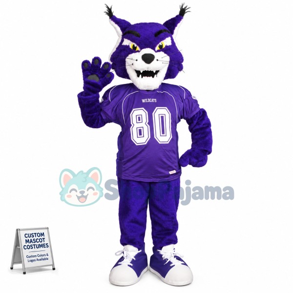 Capable Purple Tiger Of University Team Mascot Costume