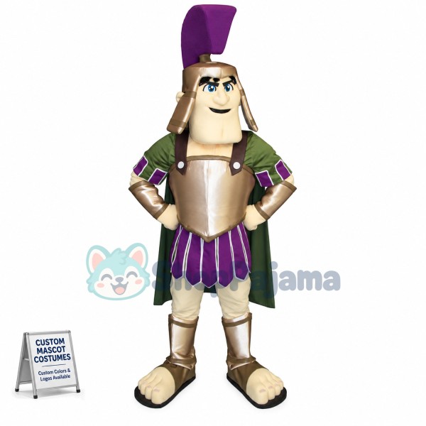Big Head Warrior With Armor Mascot Costume