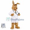 Auscultating Professional Doctor Rabbit Mascot Costume