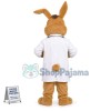 Auscultating Professional Doctor Rabbit Mascot Costume