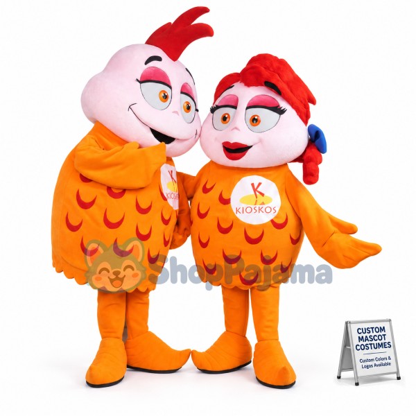 Attractive Voluptuous Chicken Couple Mascot Costume