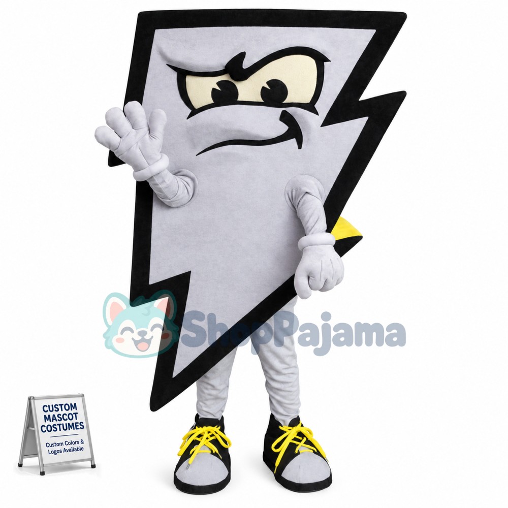 Grey Lightning Sign Mascot Costume