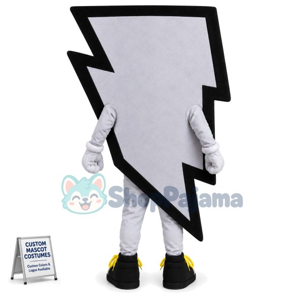 Grey Lightning Sign Mascot Costume