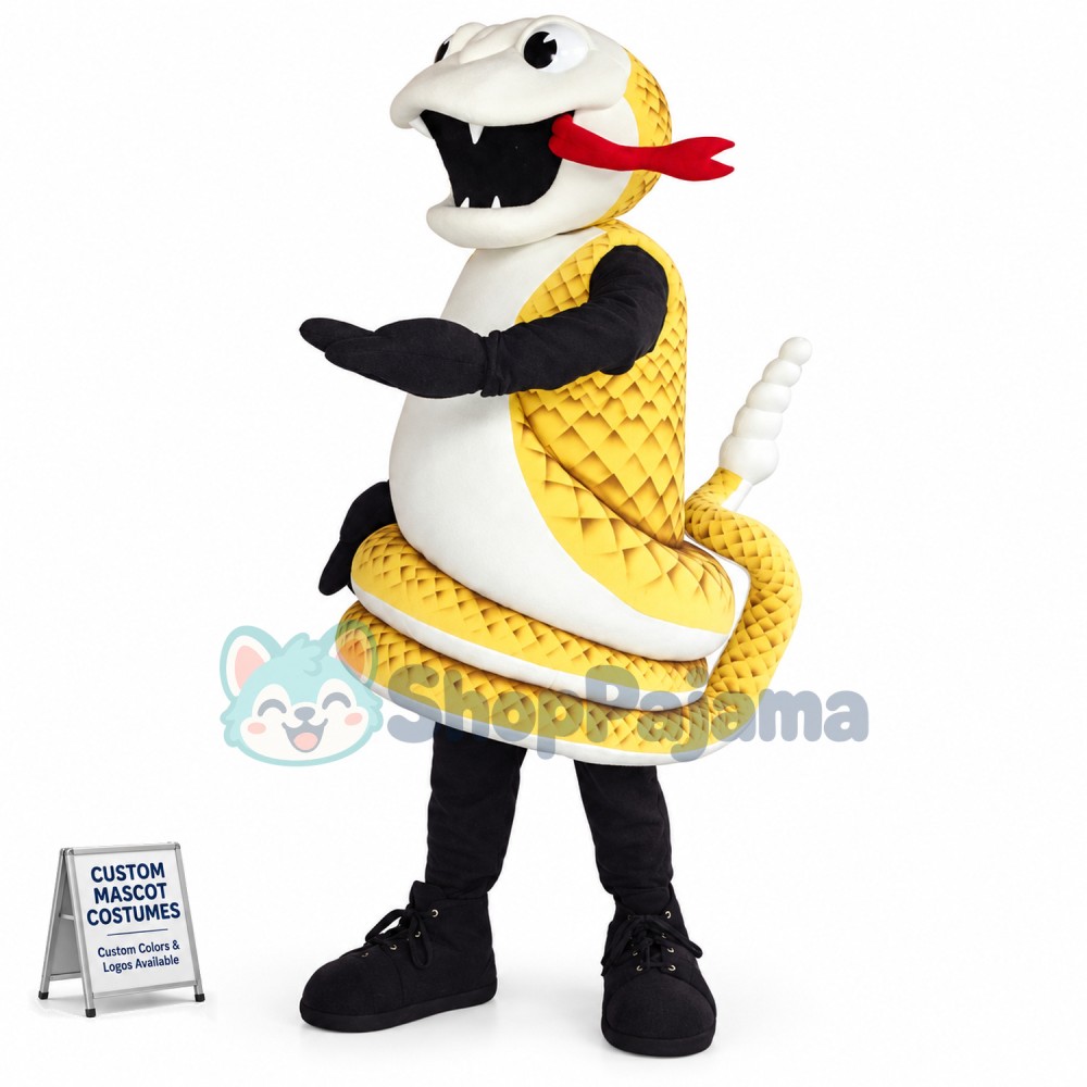 Coiled Up Dangerous Golden Python Mascot Costume