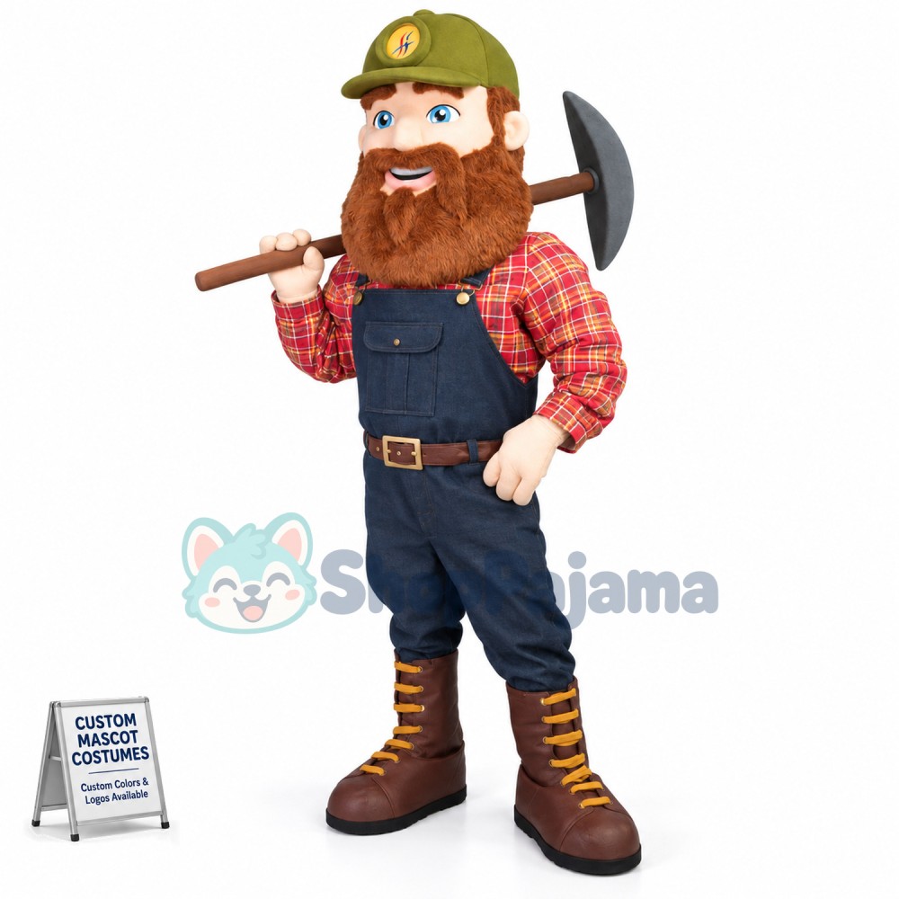 The Bearded Miner Carrying Tool Mascot Costume