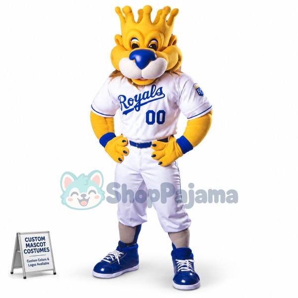 Sturdy Crown Lion Wearing Tight Outfit Mascot Costume