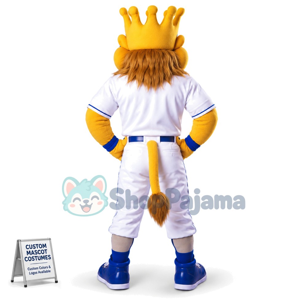 Sturdy Crown Lion Wearing Tight Outfit Mascot Costume