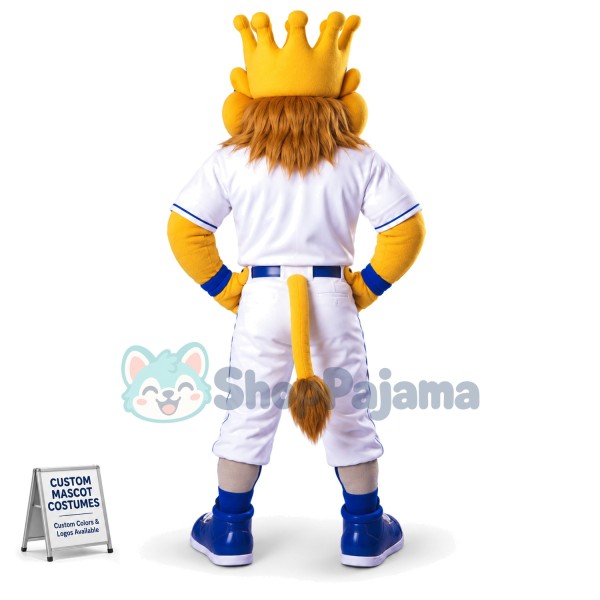 Sturdy Crown Lion Wearing Tight Outfit Mascot Costume