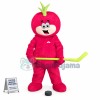 Cute Tomato Doll Mascot Costume Playing Hockey