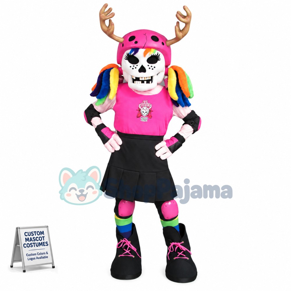 Colorful Skeleton Man Of The Football Team Mascot Costume