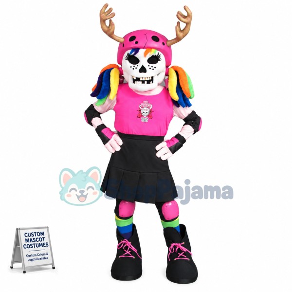Colorful Skeleton Man Of The Football Team Mascot Costume