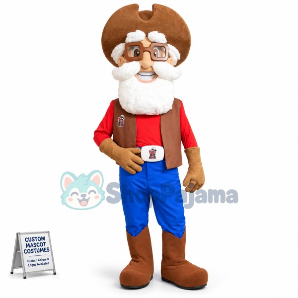 White Beard Staff On The Platform Mascot Costume