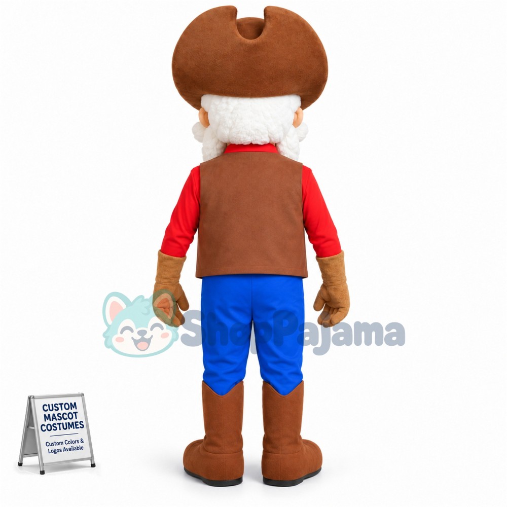 White Beard Staff On The Platform Mascot Costume