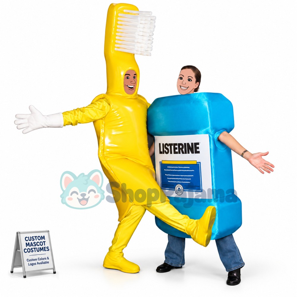 Matching Toothbrush Mouthwash Set Mascot Costume