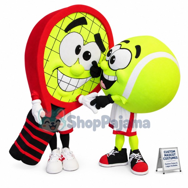 One Pair Of Matching Tennis Ball And Racket Mascot Costume