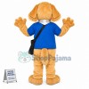 Youthful Brown Dog With Schoolbag Mascot Costume