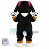 Blue Eyed Furry Puppy With Pink Hairpins Mascot Costume