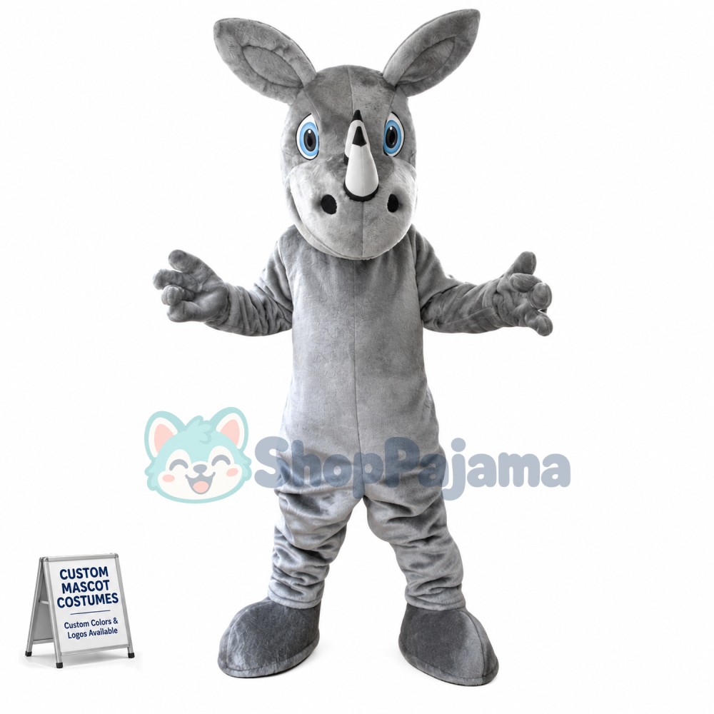 Gray Rhino Mascot Costume