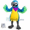 Uneasy Blue Feathered Parrot Mascot Costume