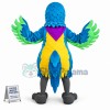 Uneasy Blue Feathered Parrot Mascot Costume