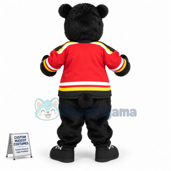 University Black Furry Bear Mascot Costume