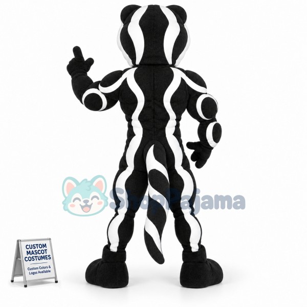 Customized Black & White Muscle Viper Mascot Costume
