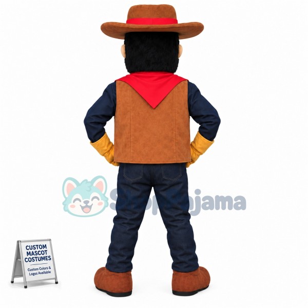 Western Cowboy Waving The Horse Whip Mascot Costume