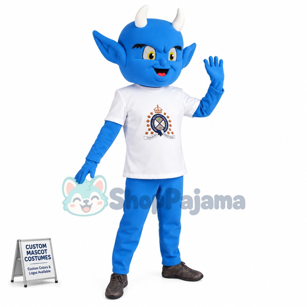 Whole Blue Demon Mascot Costume For High School