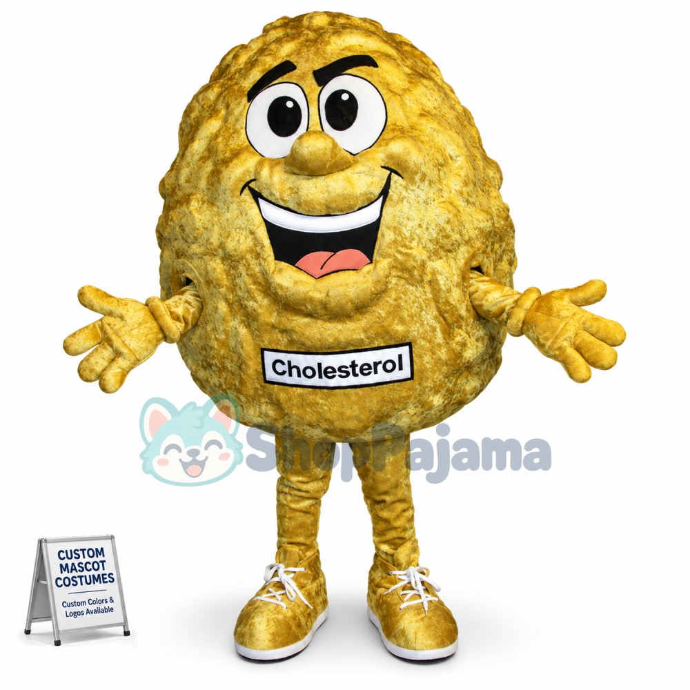 Brown Plush Doll Representing Cholesterol Mascot Costume