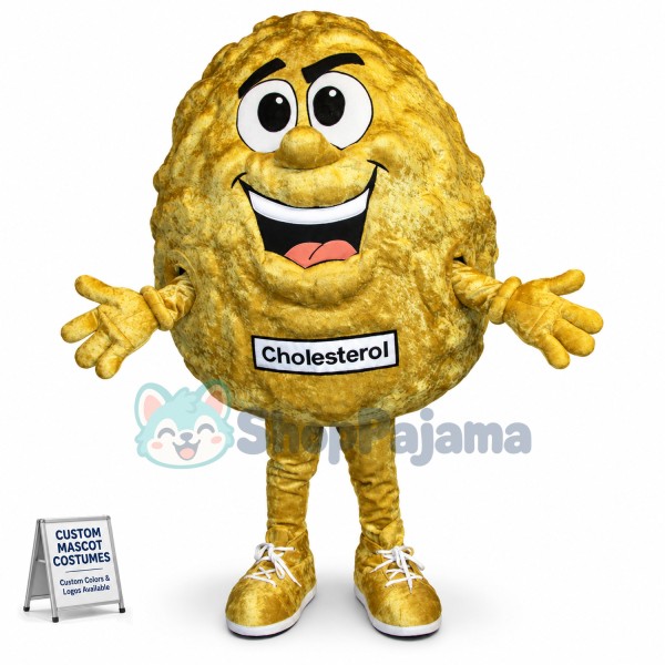 Brown Plush Doll Representing Cholesterol Mascot Costume