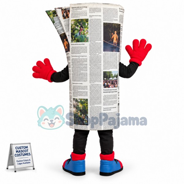 Folded Up-to-date English Newspaper Mascot Costume