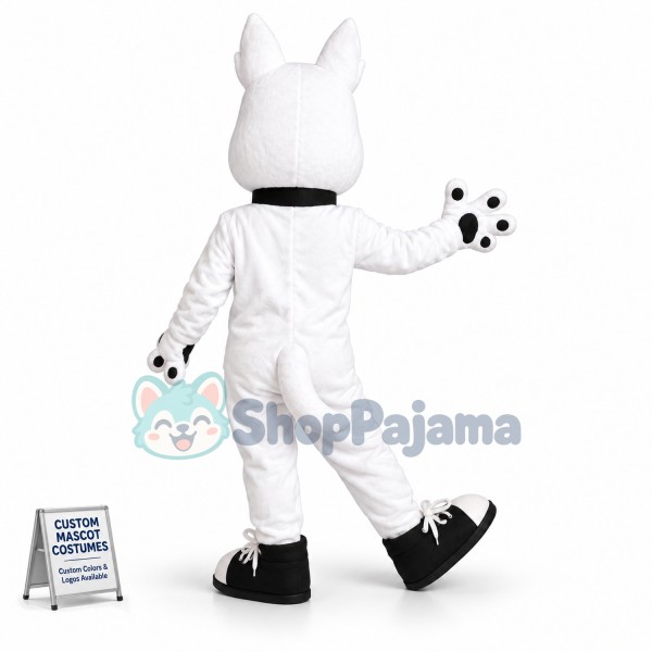 Active Domestic White Pet Dog Mascot Costume