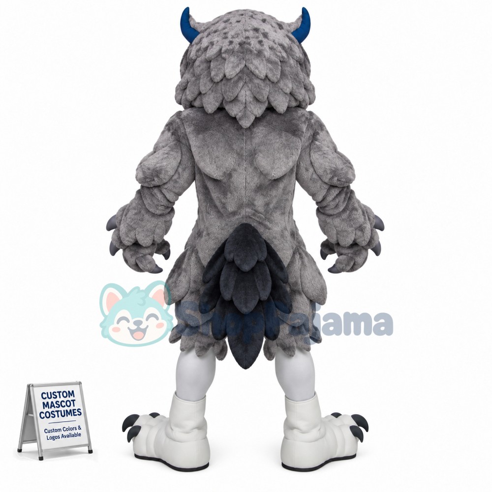 Vigorous Gray Muscle Owl Mascot Adult Costume