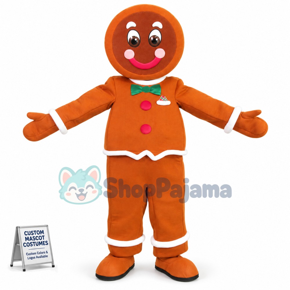 Christmas Frosting Gingerbread Man Mascot Costume