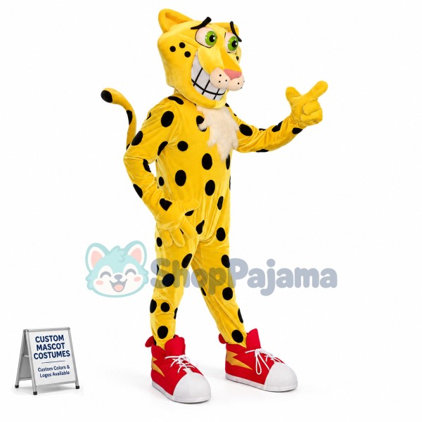 Complacent Sport Yellow Leopard Mascot Costume