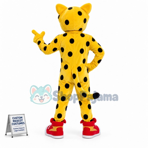 Complacent Sport Yellow Leopard Mascot Costume