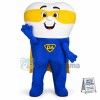 Tooth Superman With Blindfold Mascot Costume