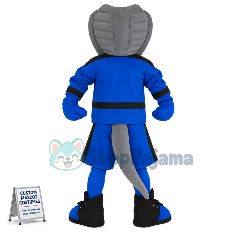 Fierce Python In The Blue Team Uniform Mascot Costume
