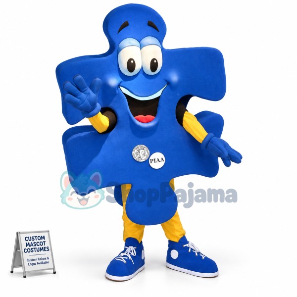 Blue Puzzle Mascot Costume For Lighting Company