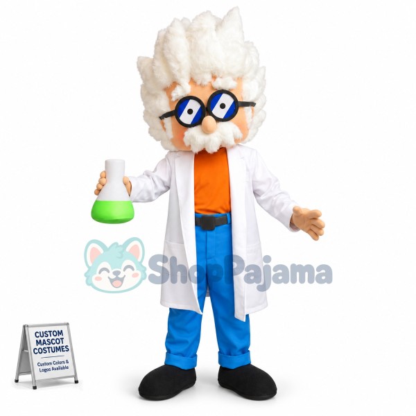 Gray-haired Scientist In The Laboratory Mascot Costume