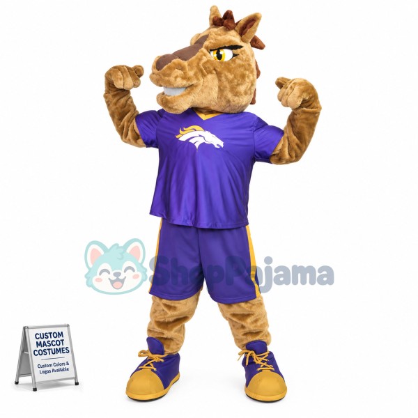Strong Power Horse With Sport Set Mascot Costume