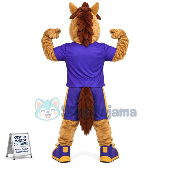 Strong Power Horse With Sport Set Mascot Costume