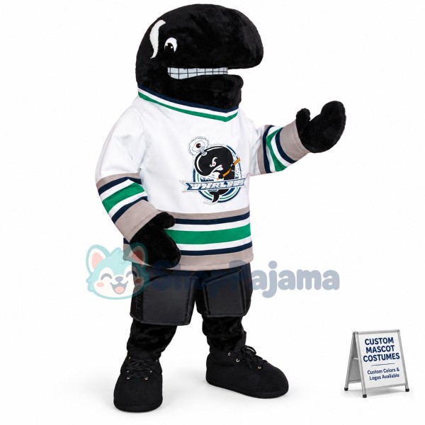 Black Whale With Angry Face Mascot Costume