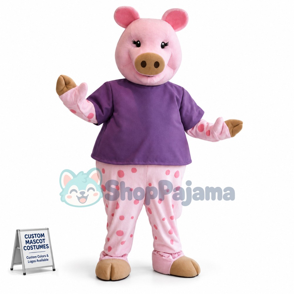Tutor Pink Pig Mascot Costume For Money Management