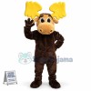 Adult Moose With Big Yellow Antlers Mascot Costume