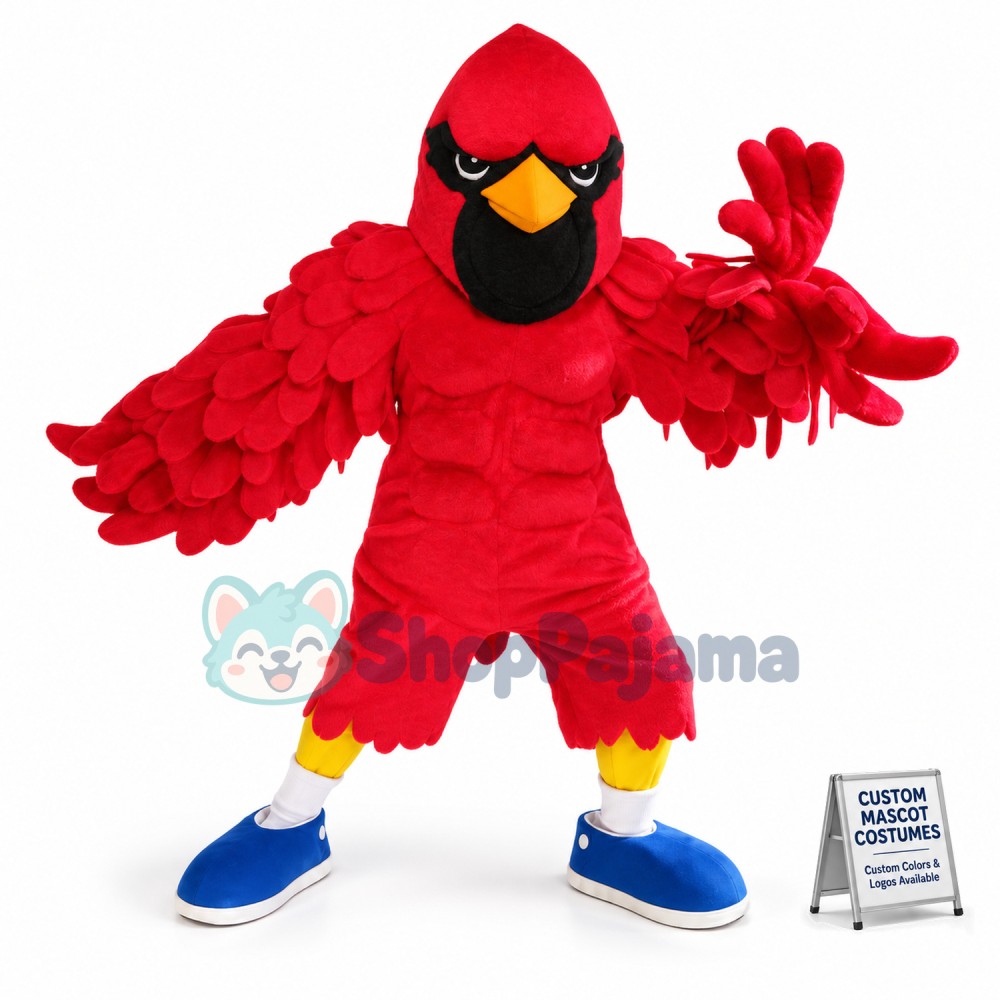 Wrestling Red Muscular Eagle Mascot Costume