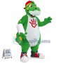 Bandaged Green Dinosaur Mascot Costume For Relief Agency