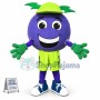 Blue Round Doll With Thunderbolt Hat Mascot Costume