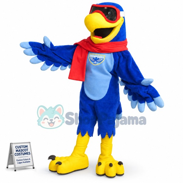 Blue Eagle With Goggles Mascot Costume