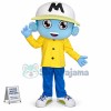 Blue Skin Boy With Student Hat Mascot Costume